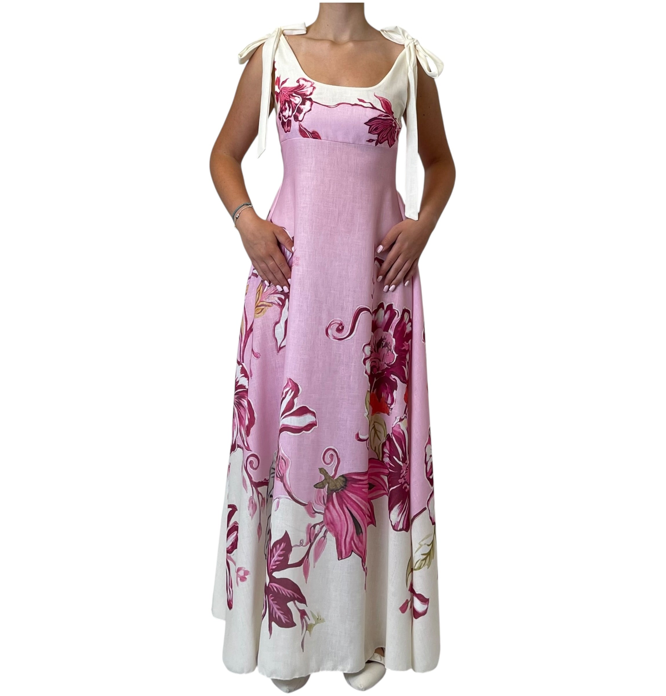 Abito lungo stampa floreale bustier smock bretelle Donna  -  26023