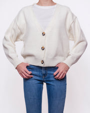 Cardigan oversize scollo a V bottoni a contrasto Donna  -  5AB5015