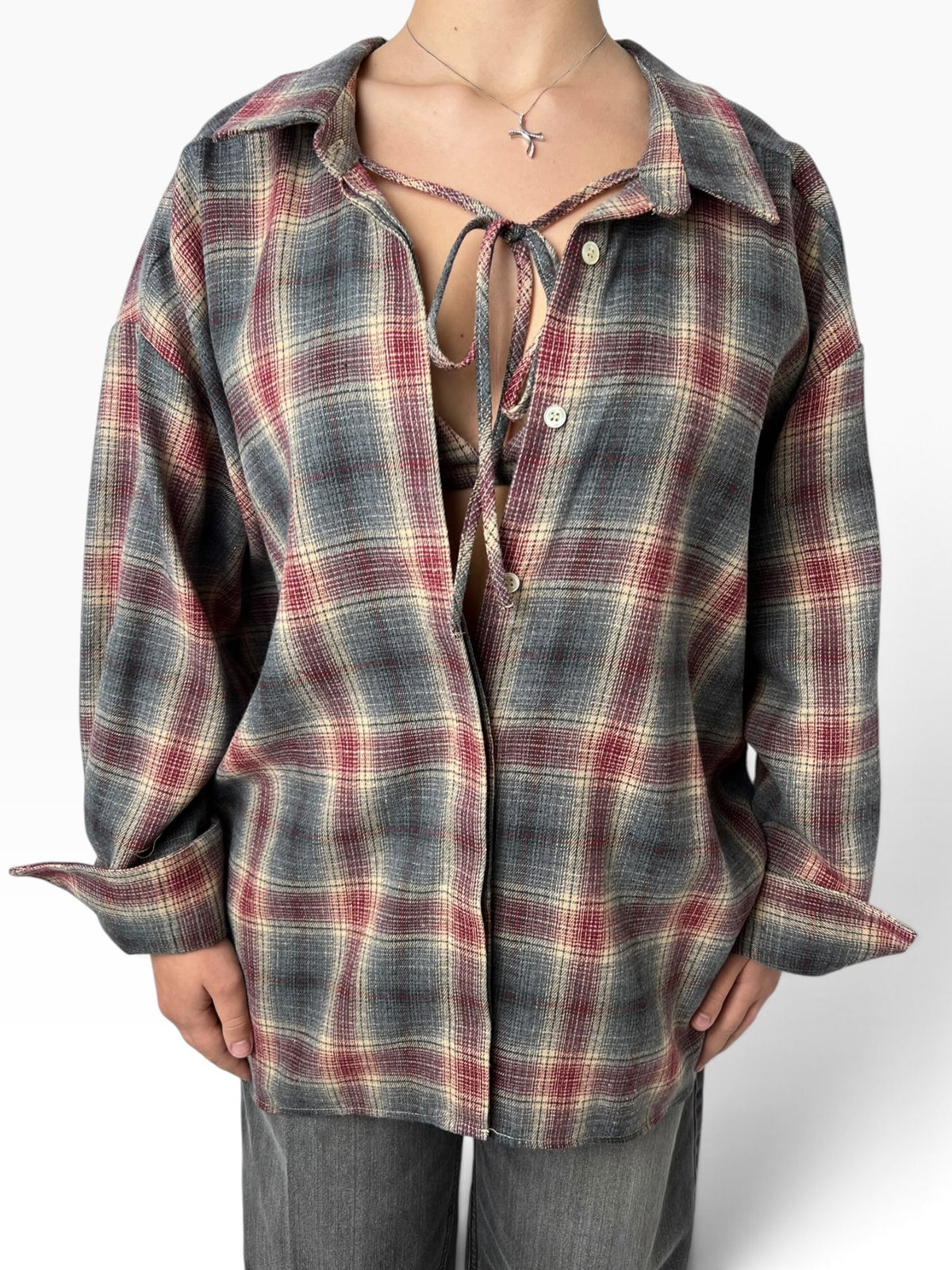 Camicia a quadri con bralette Donna  -  TAC0969