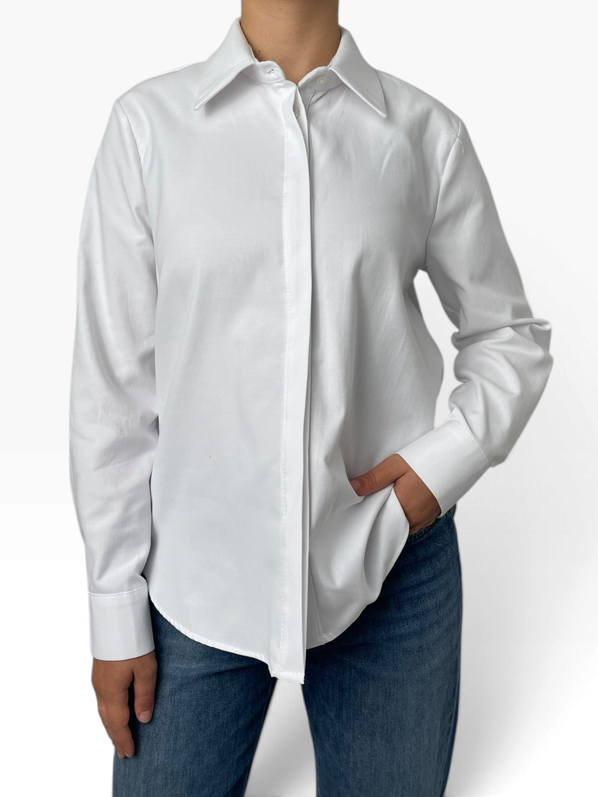 Camicia classica con abbottonatura nascosta Donna  -  202CI