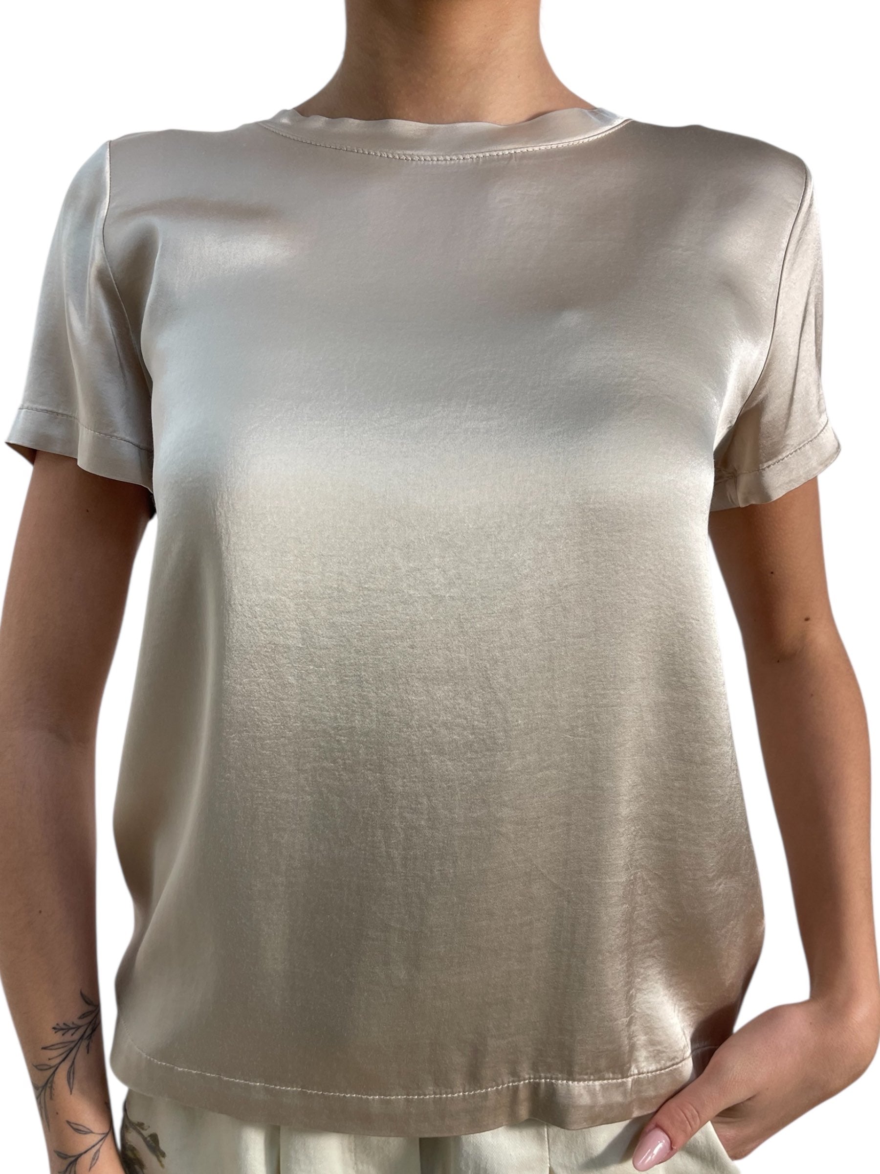 T-shirt effetto girocollo manica corta Donna  -  TAB0083