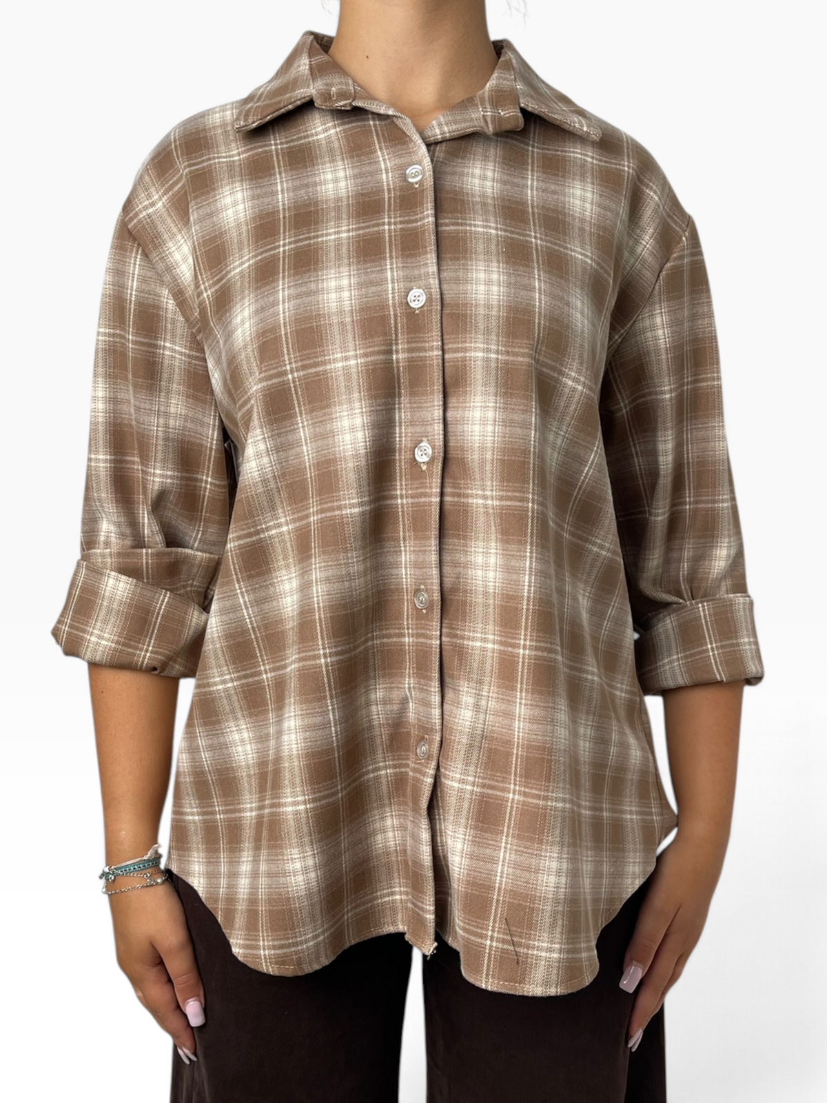 Camicia oversize in flanella a quadri Donna  -  7670KA