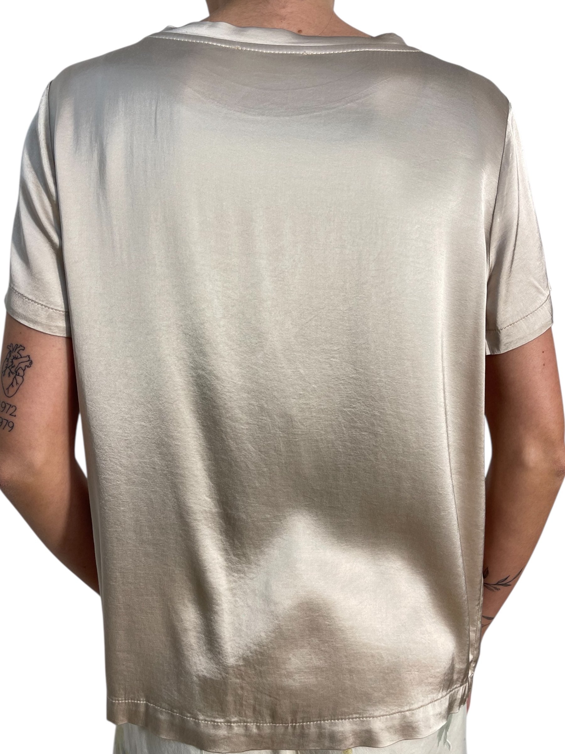 T-shirt effetto girocollo manica corta Donna  -  TAB0083