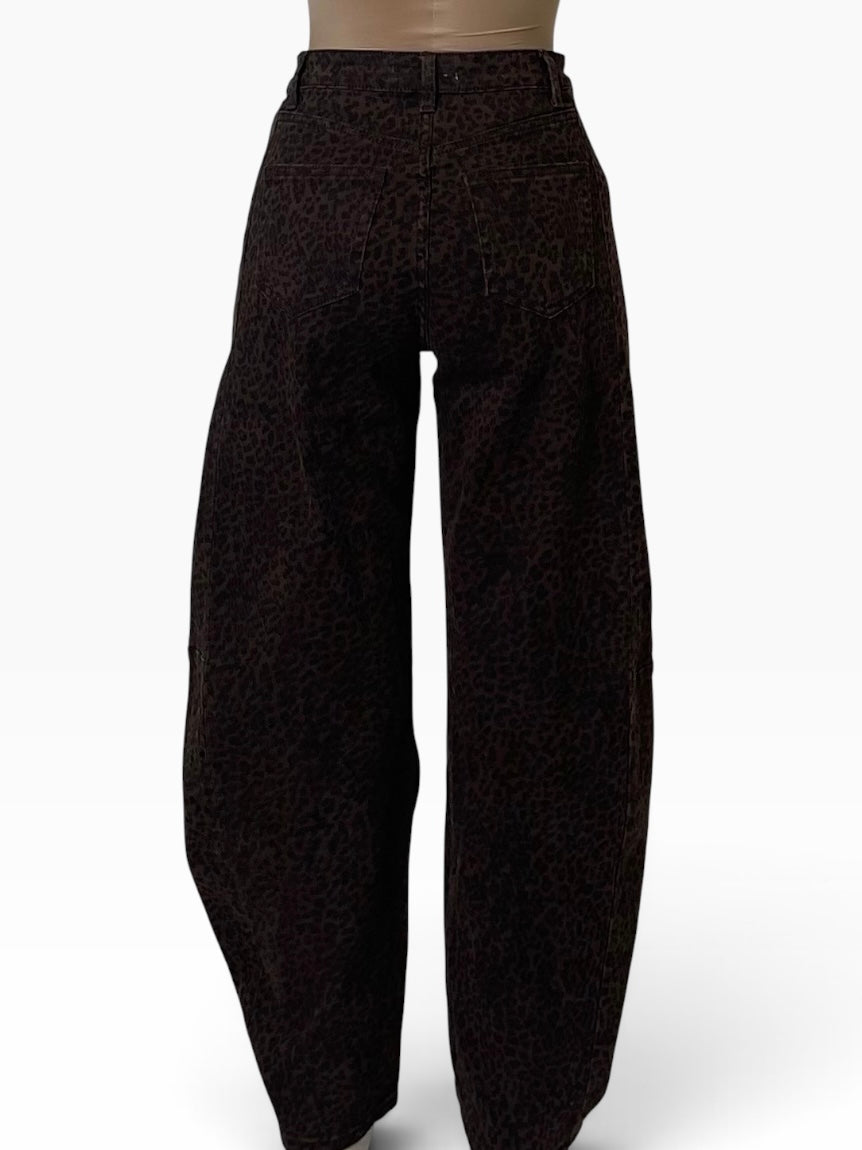 Jeans animalier gamba curvata barrel Donna  -  5379CI