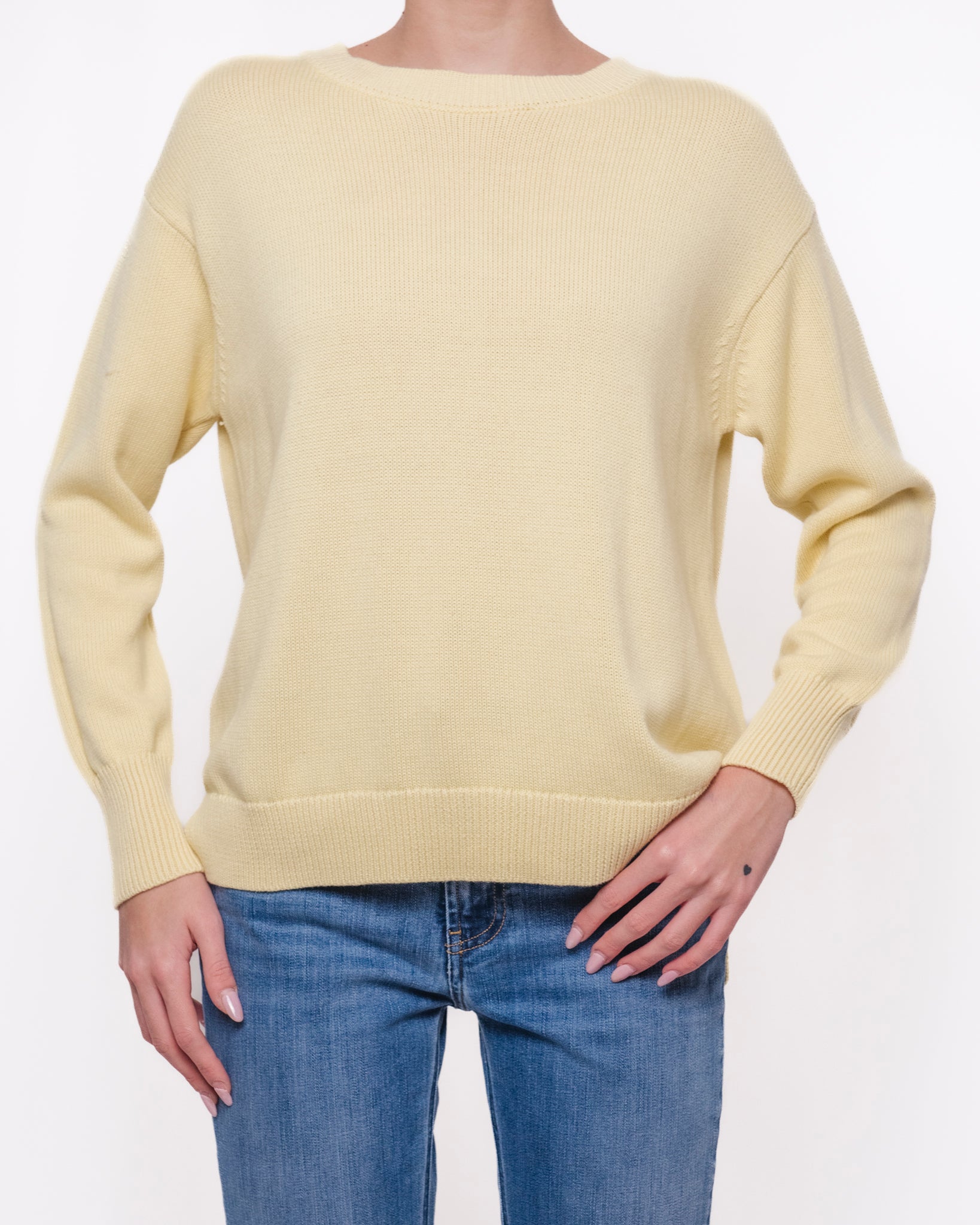 Maglione girocollo in maglia con bordo a coste Donna  -  J0132