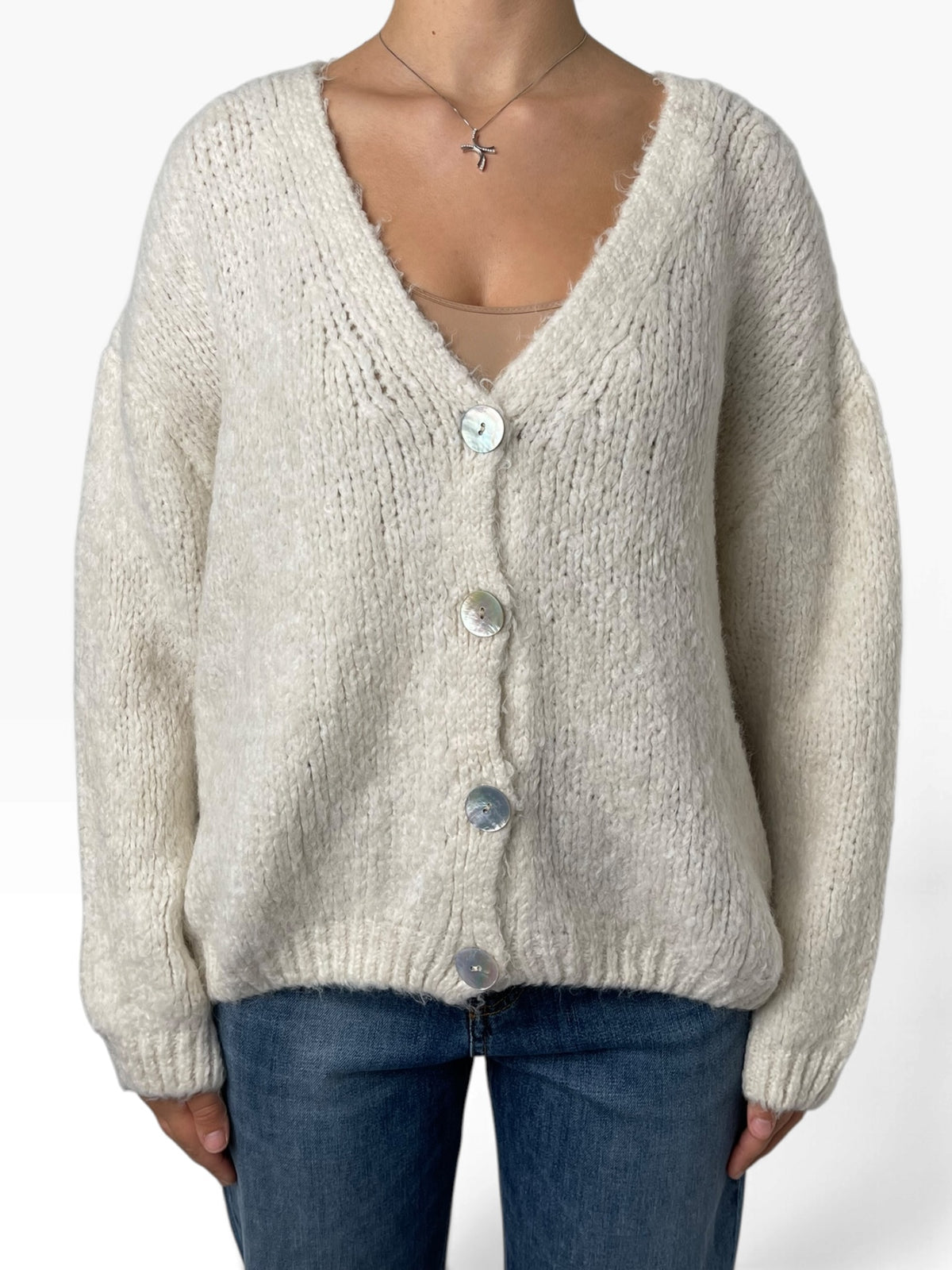 Cardigan oversize scollo V bottoni Donna  -  62412KA