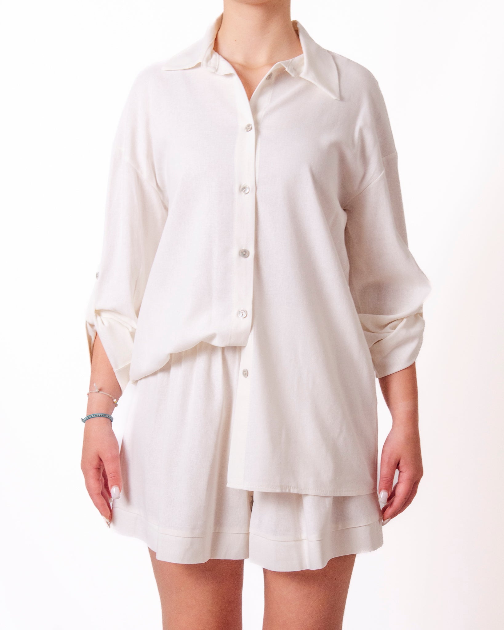 Coordinato camicia oversize e shorts in lino Donna  -  16166/26207