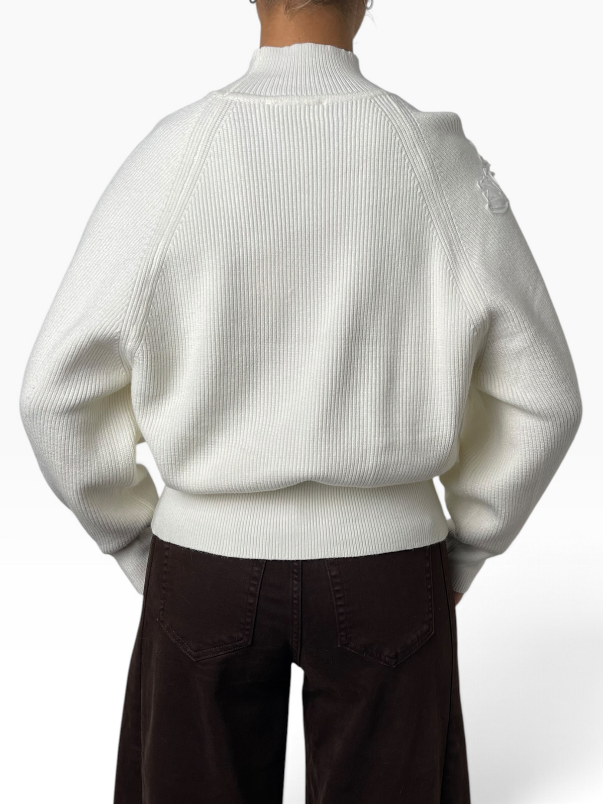 Maglione a coste con ricamo floreale Donna  -  03261CI