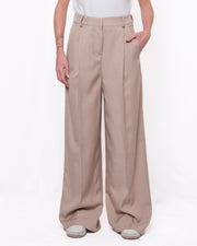 Pantaloni wide leg a vita alta con piega Donna  -  82846V