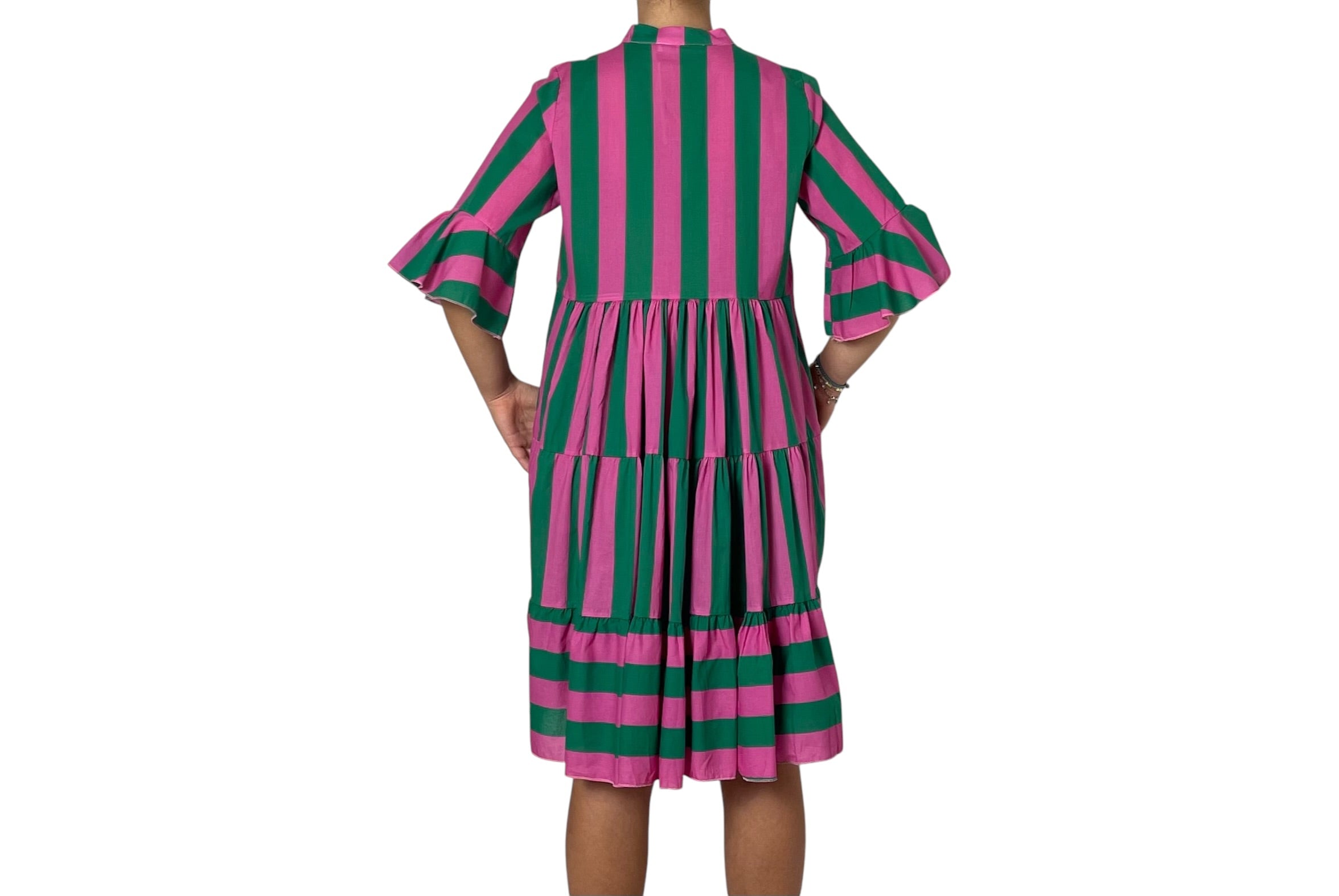 Abito Lungo a Righe con Gonna a Balze Donna  -  2907R