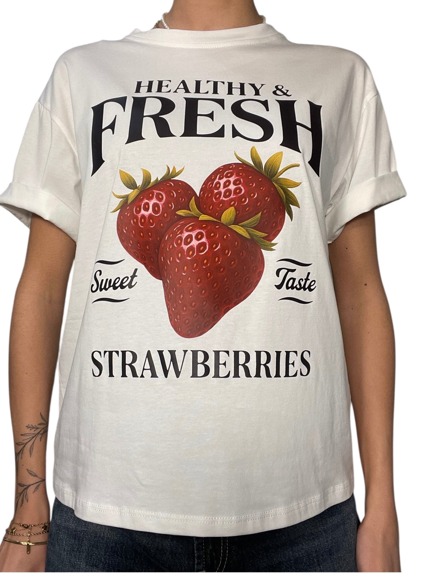 T-shirt con stampa fragole vintage Donna  -  233M