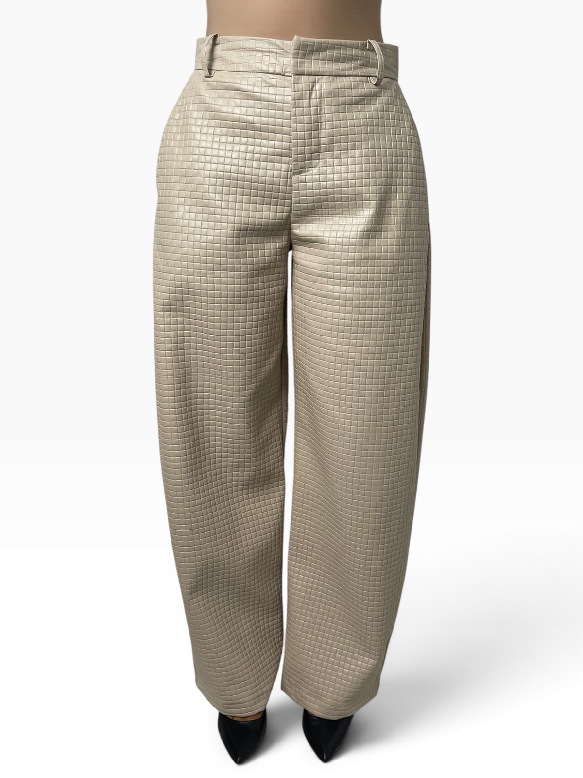 Pantaloni effetto pelle intrecciata larghi Donna  -  6214LU