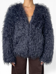 Giacca in eco-pelliccia con bottoni gioiello Donna  -  23473CI