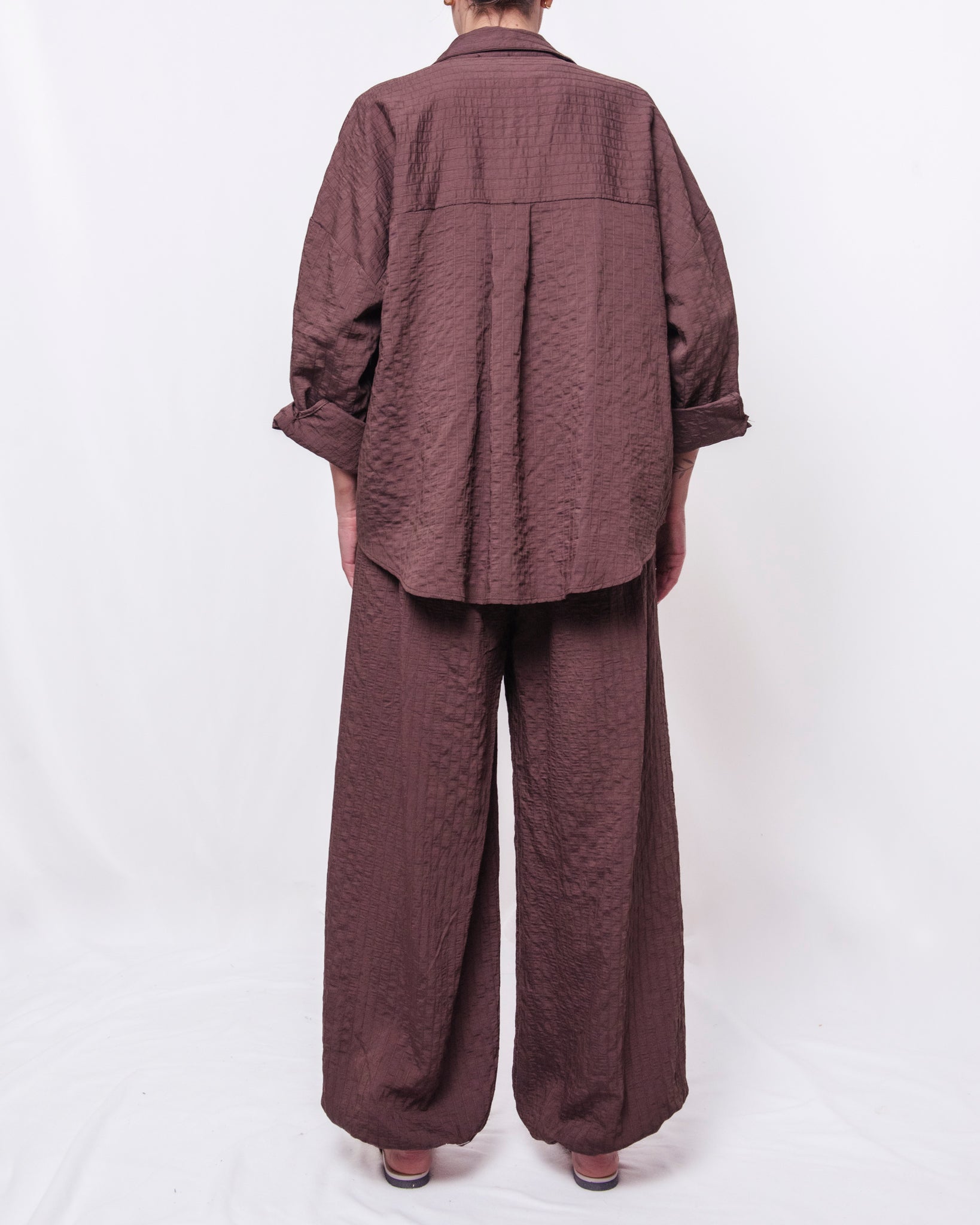 Completo Coordinato Camicia Oversize e Pantalone Wide Leg Donna  -  CMO542PN1668