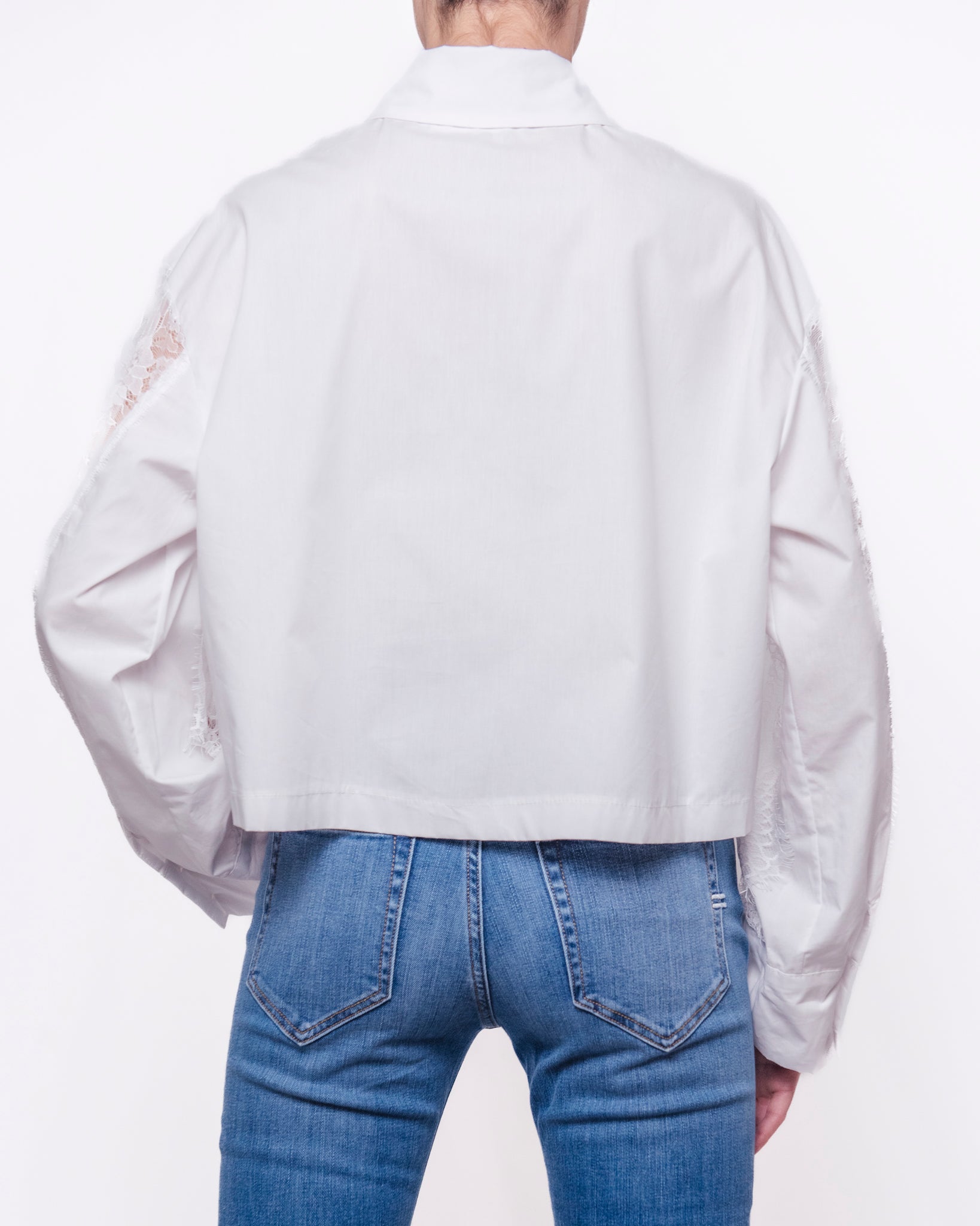 Camicia Crop con Maniche in Pizzo Floreale Donna  -  TAB1508