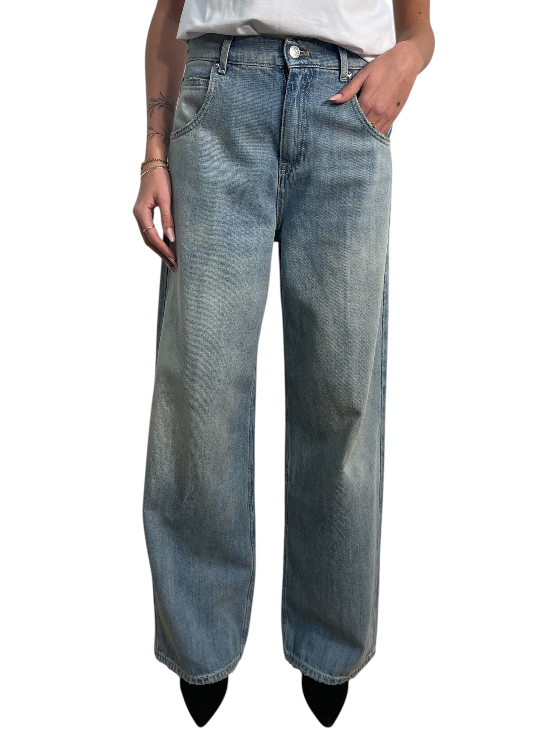 Jeans Mia wide leg vita alta delavè Donna  -  DAB5207