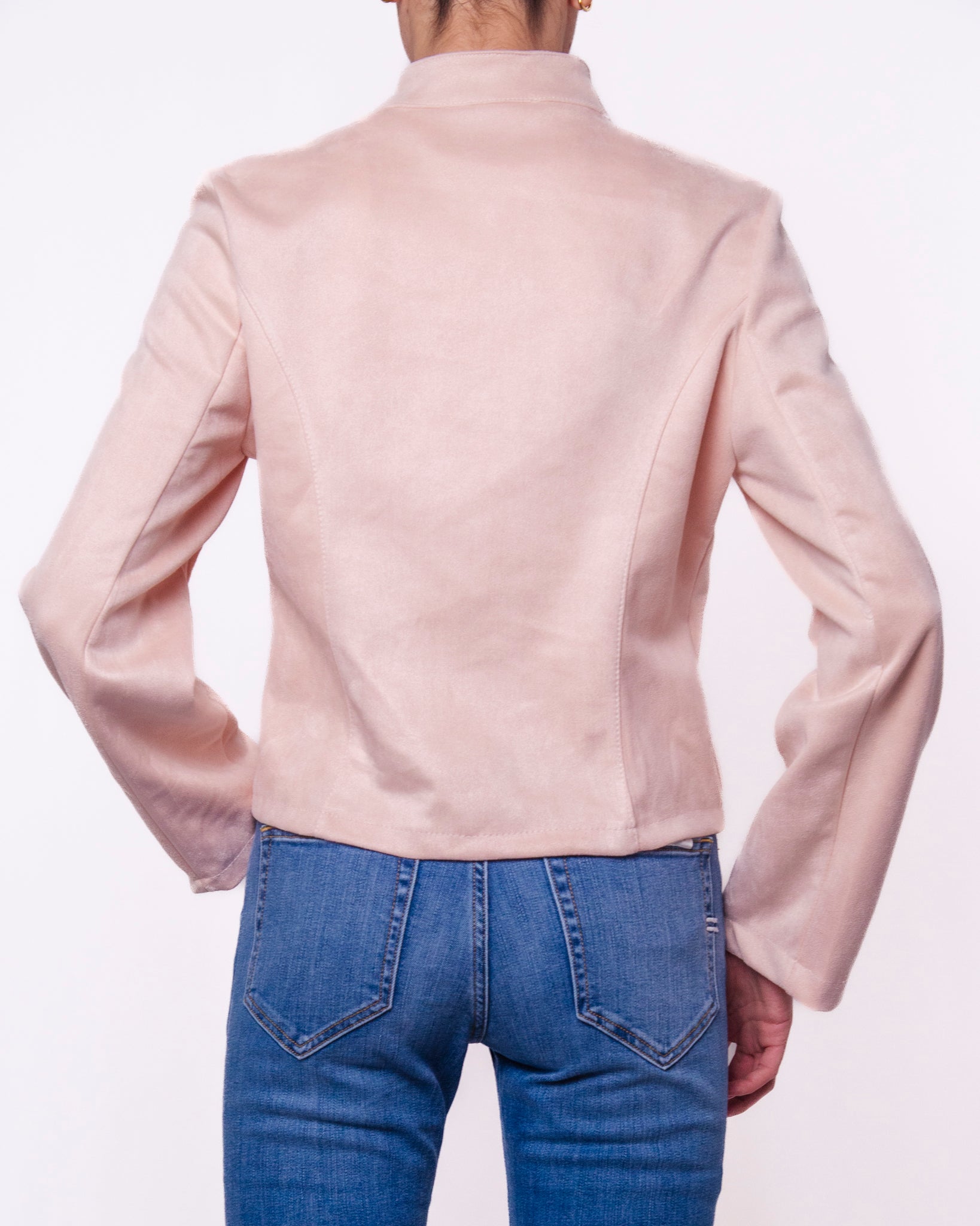 Giacca in Suede con Zip e Collo alla Coreana Donna  -  25745EC