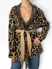 Cardigan animalier con frange Donna  -  2505KA
