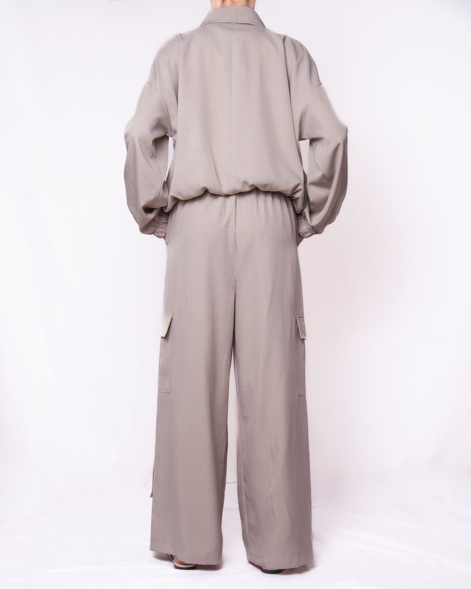 Coordinato bomber e pantalone cargo wide leg Donna  -  83068V