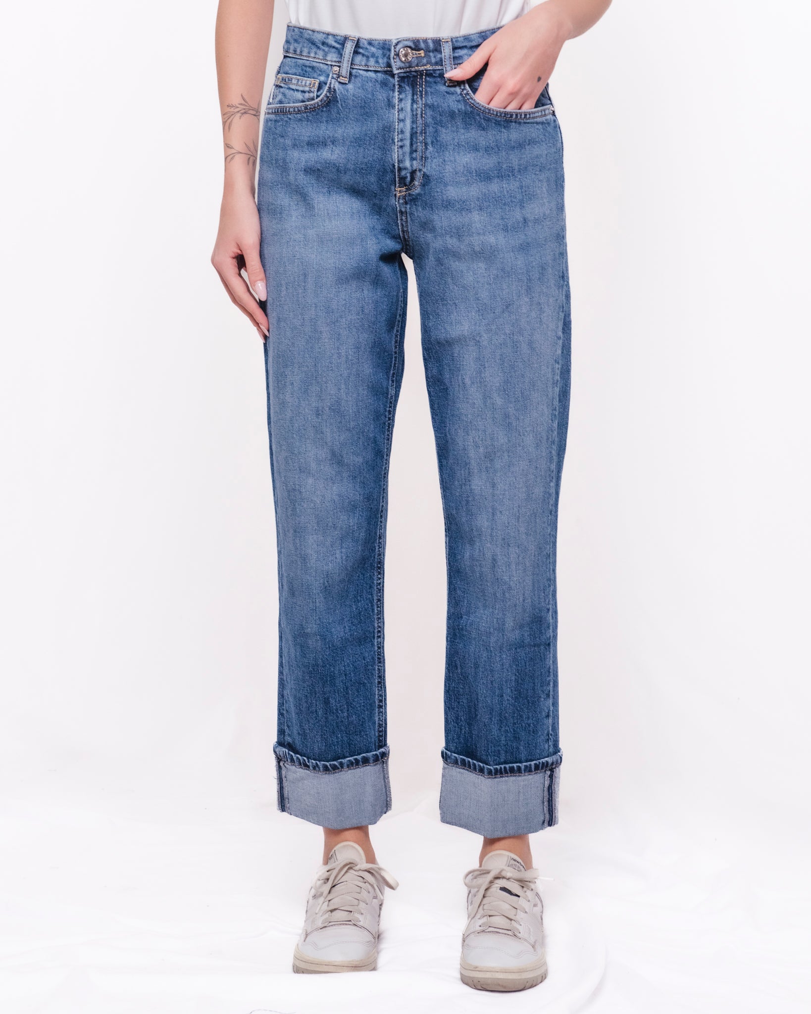 Jeans Maggie straight a vita alta con risvolto ampio Donna  -  DAB5018