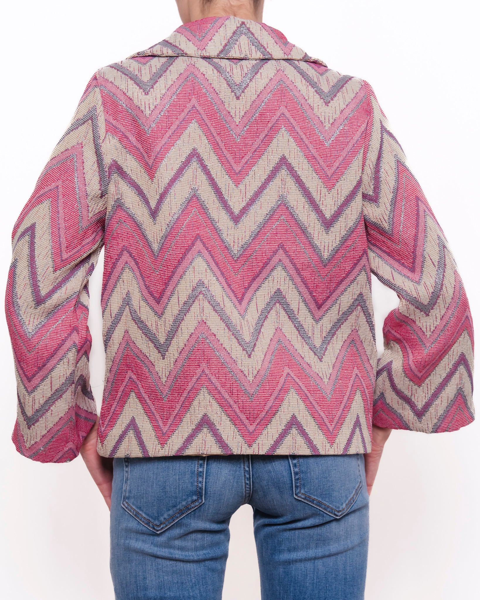 Giacca monopetto fantasia a zigzag con maniche a campana Donna  -  178918V