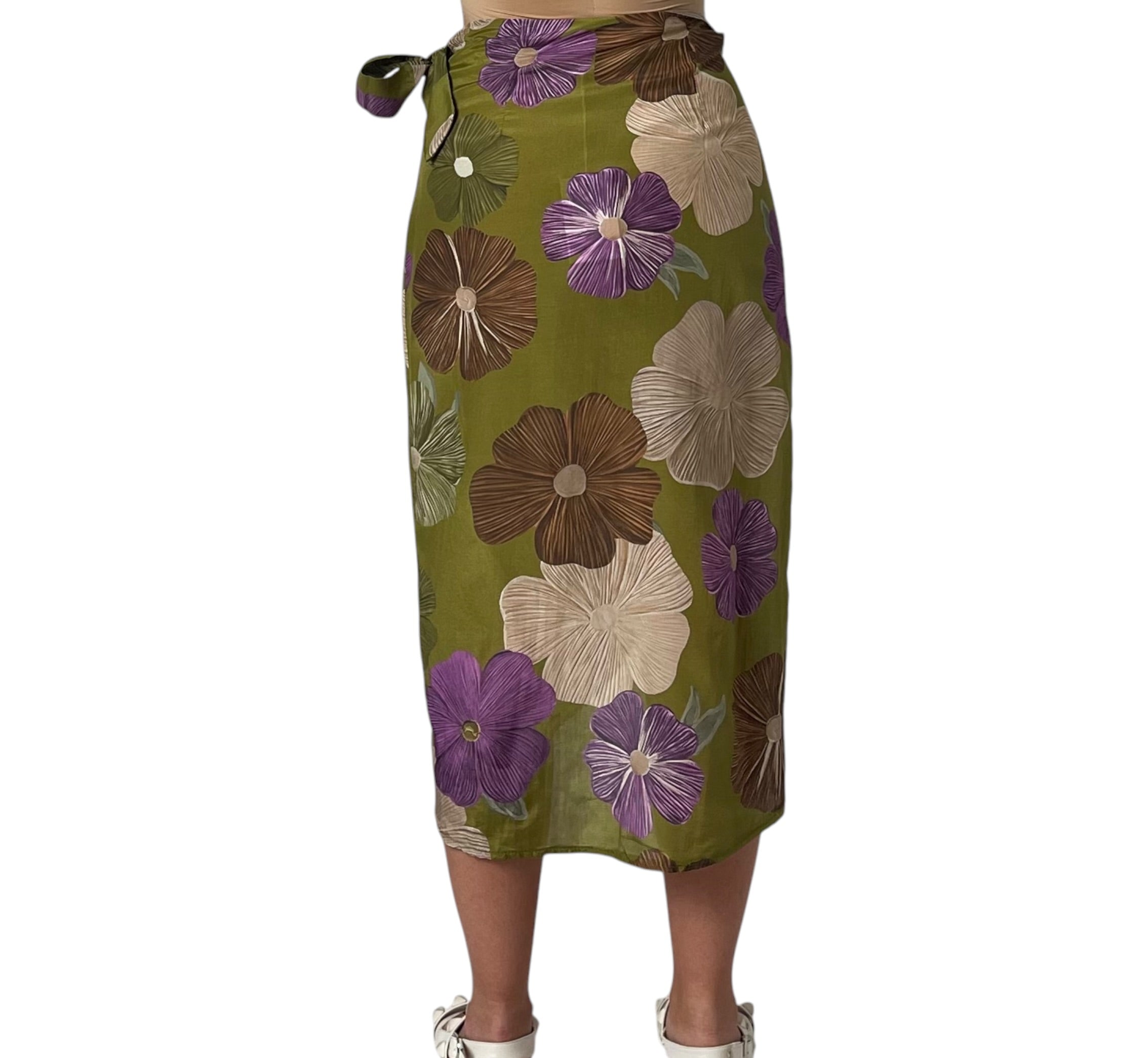 Gonna Midi a Fiori con Allacciatura Laterale Donna  -  197KA