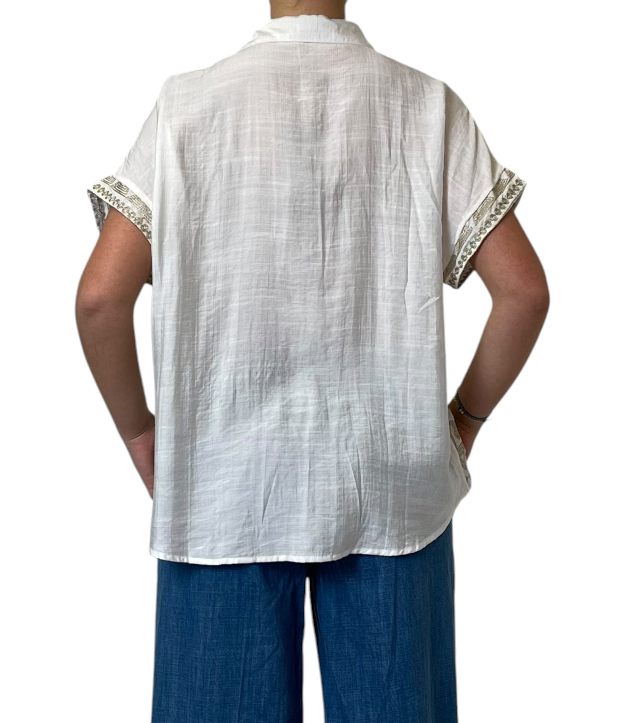 Blusa Bianca Ricamata Donna  -  18090F