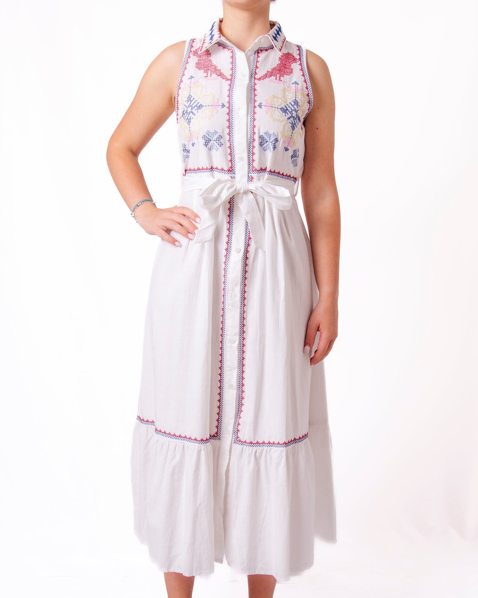Abito Lungo Ricamo Cintura Donna  -  4822707