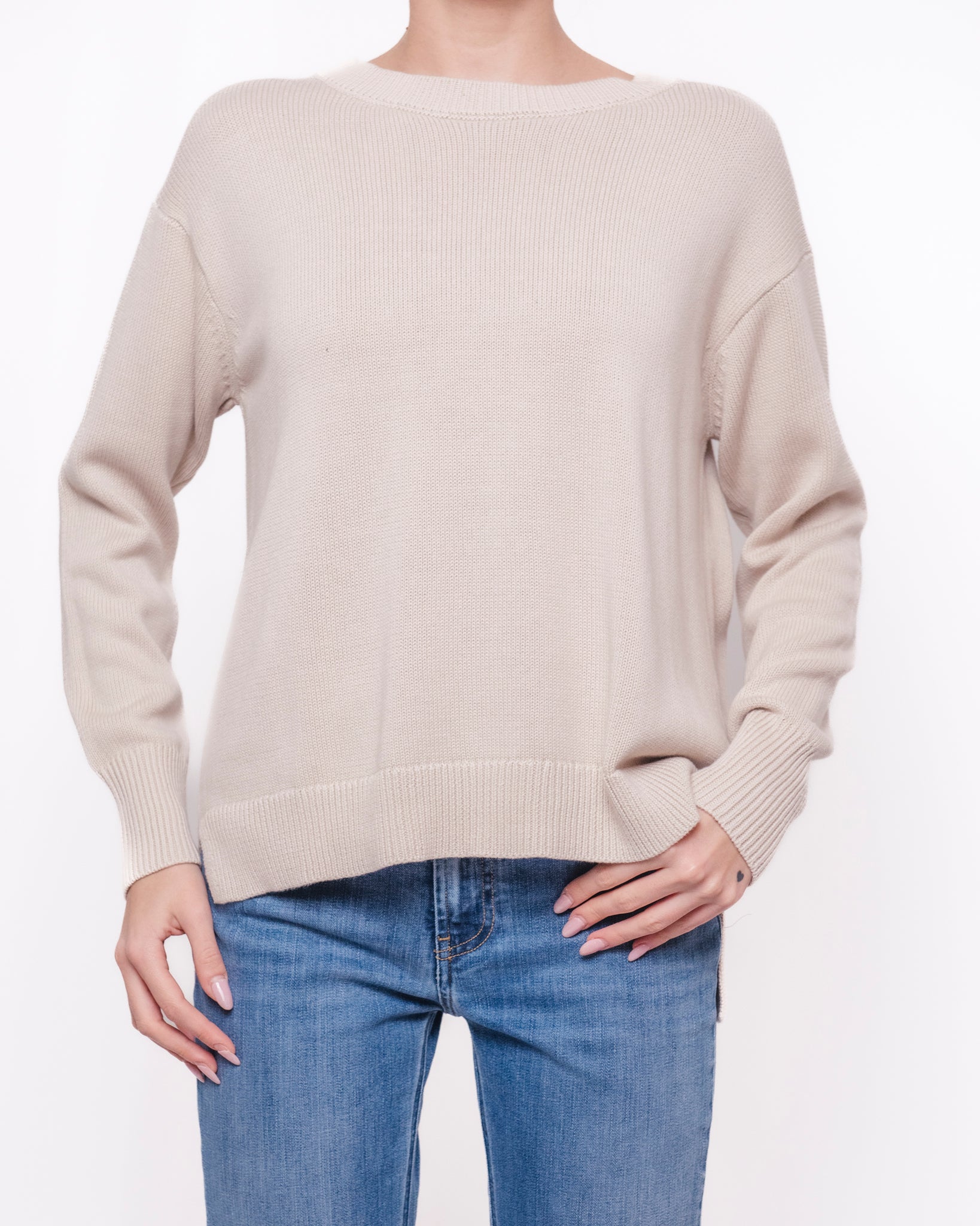 Maglione girocollo in maglia con bordo a coste Donna  -  J0132