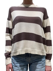 Maglione girocollo a righe larghe Donna  -  C212KA