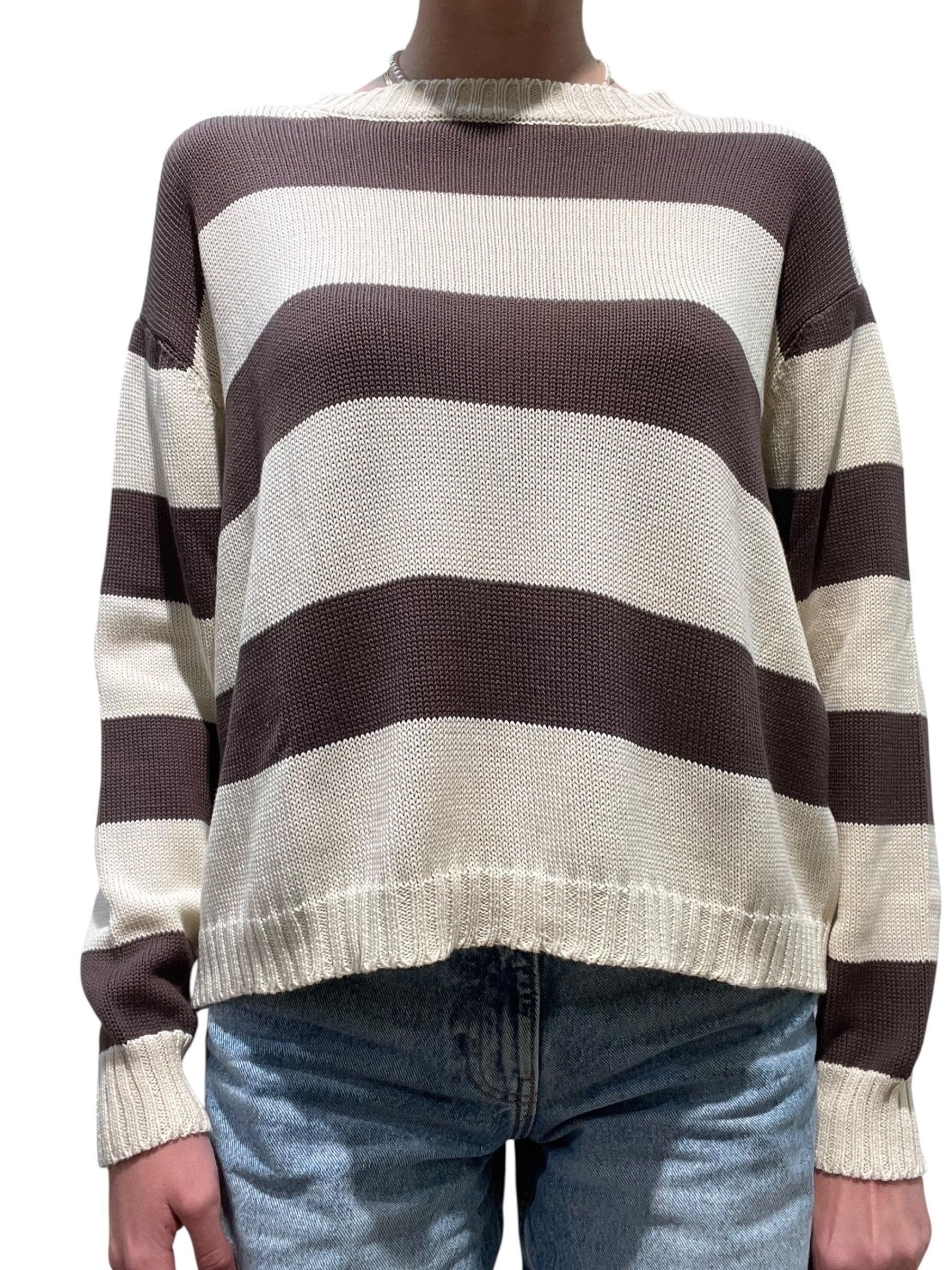 Maglione girocollo a righe larghe Donna  -  C212KA