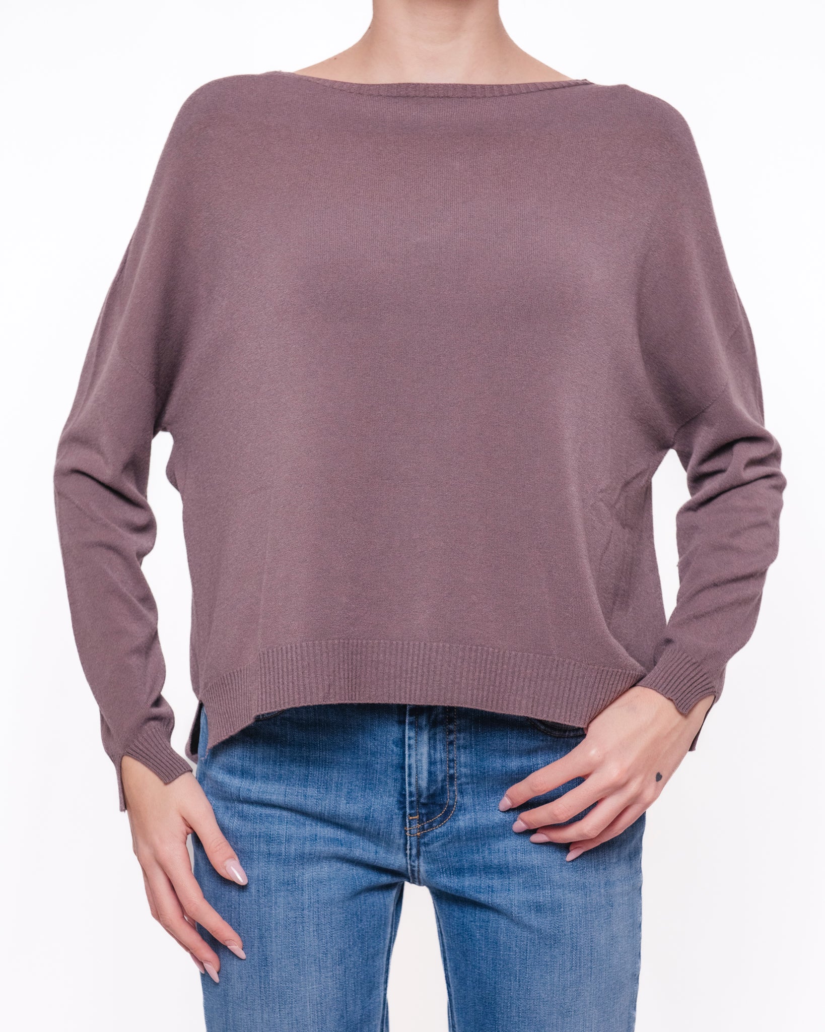 Maglia oversize maniche lunghe scollatura a barca Donna  -  F0200231