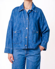 Giacca denim oversize colletto tasche frontali Donna  -  20809V