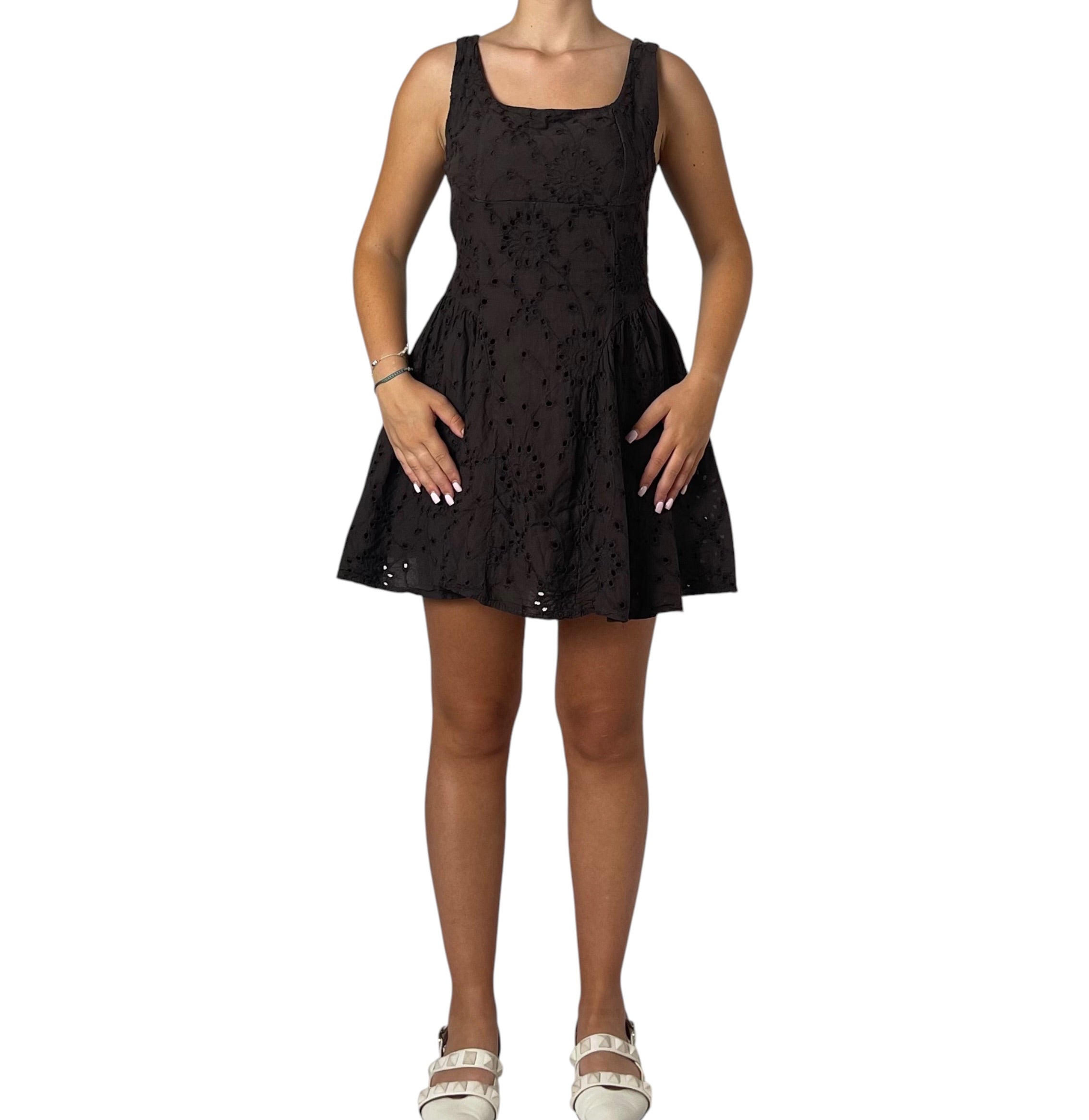 Abito Corto Svasato con Ricami Sangallo Donna  -  13325EL