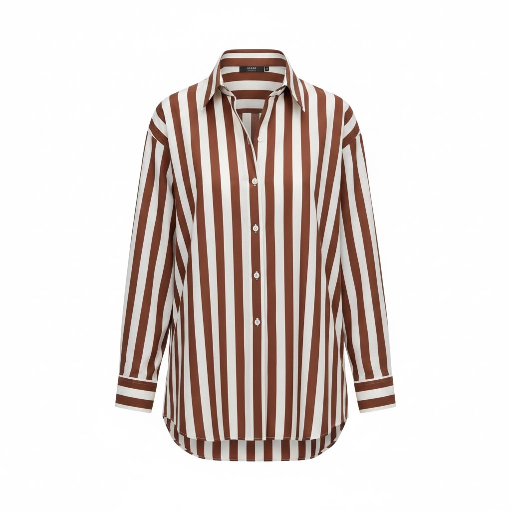 Camicia oversize a righe colletto classico Donna  -  81304V