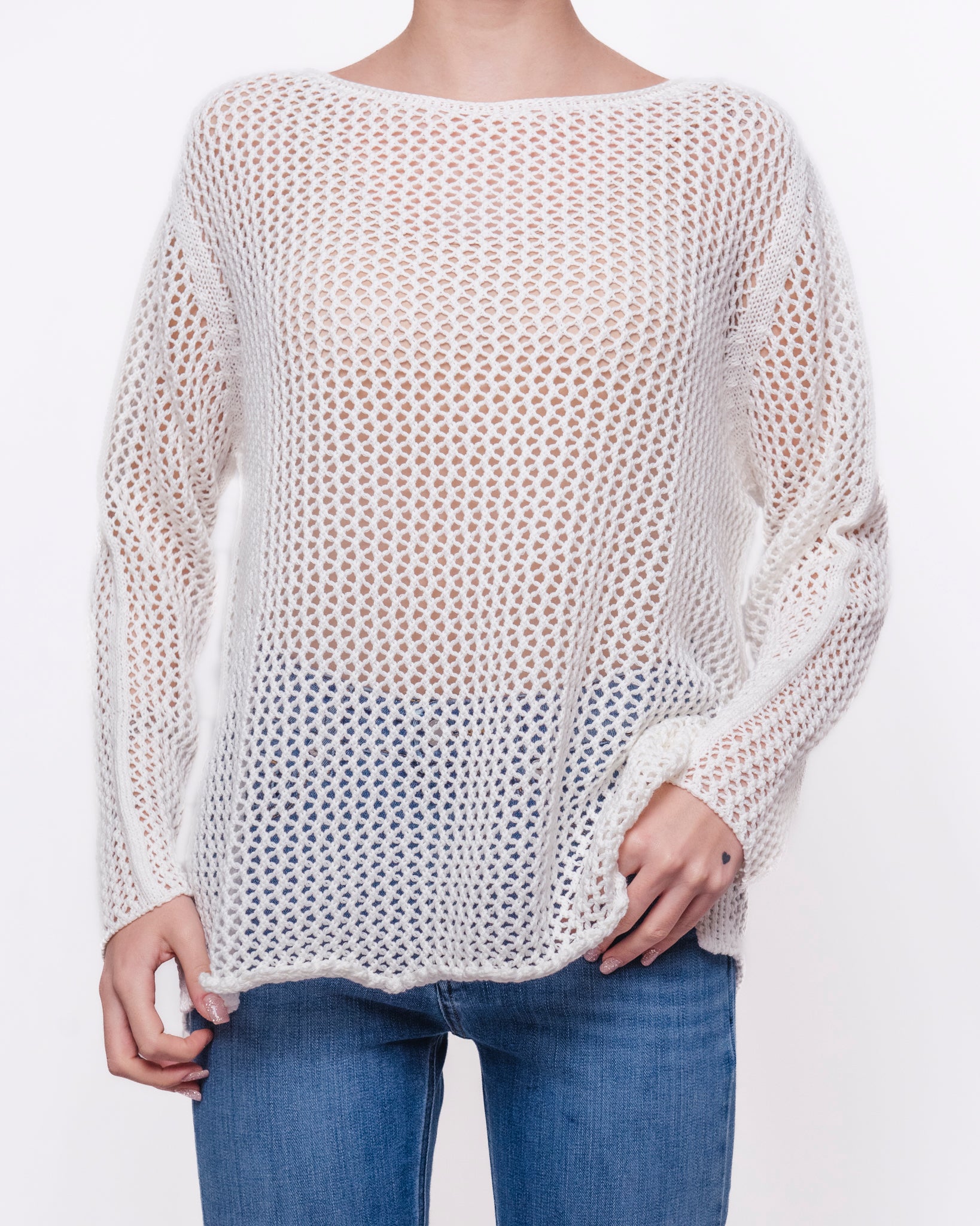 Maglione Traforato Oversize Manica Lunga Donna  -  61120