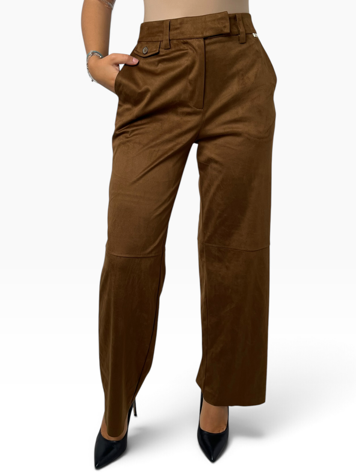 Pantalone ampio effetto scamosciato Donna  -  MW2650106