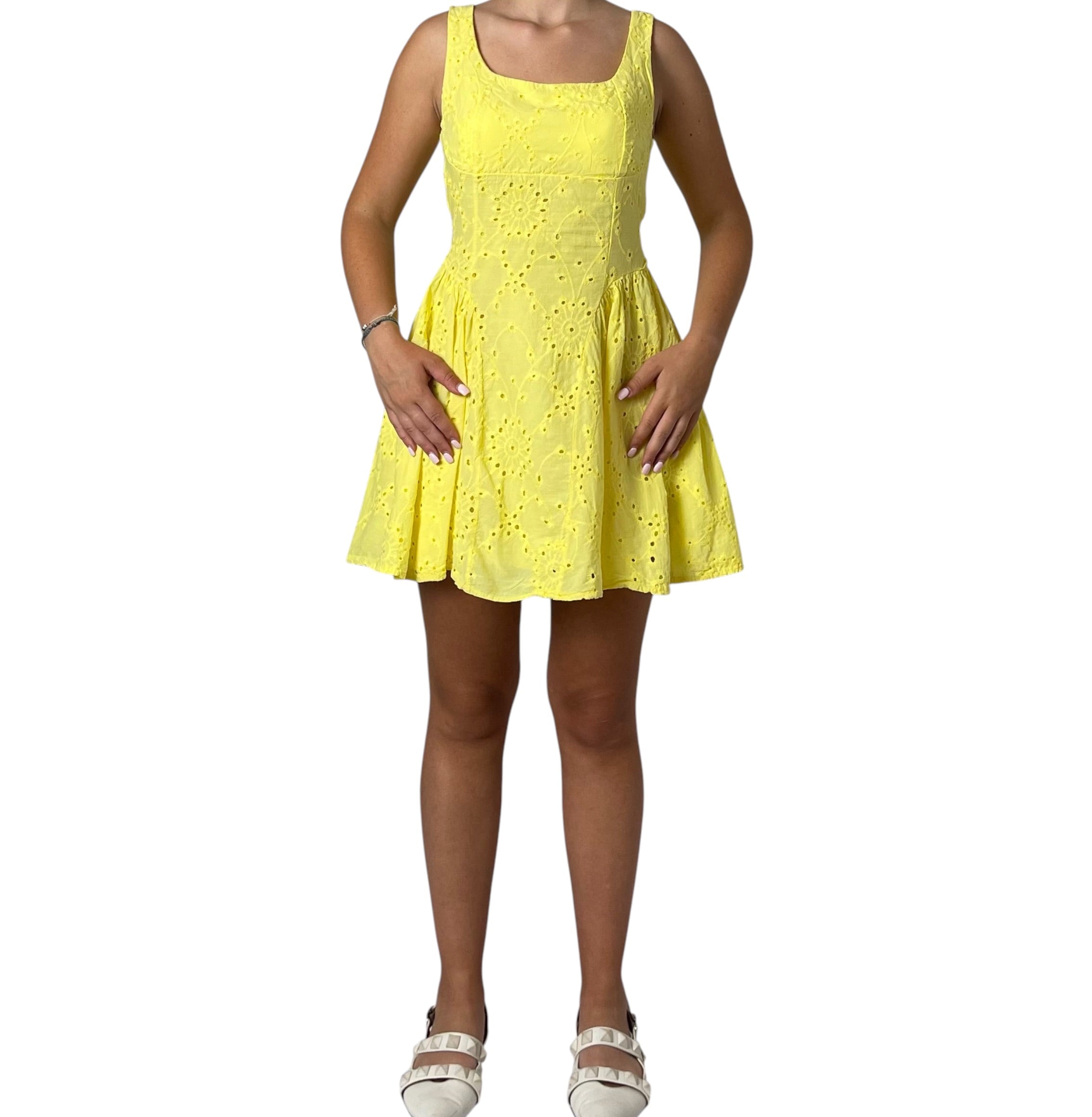 Abito Corto Svasato con Ricami Sangallo Donna  -  13325EL