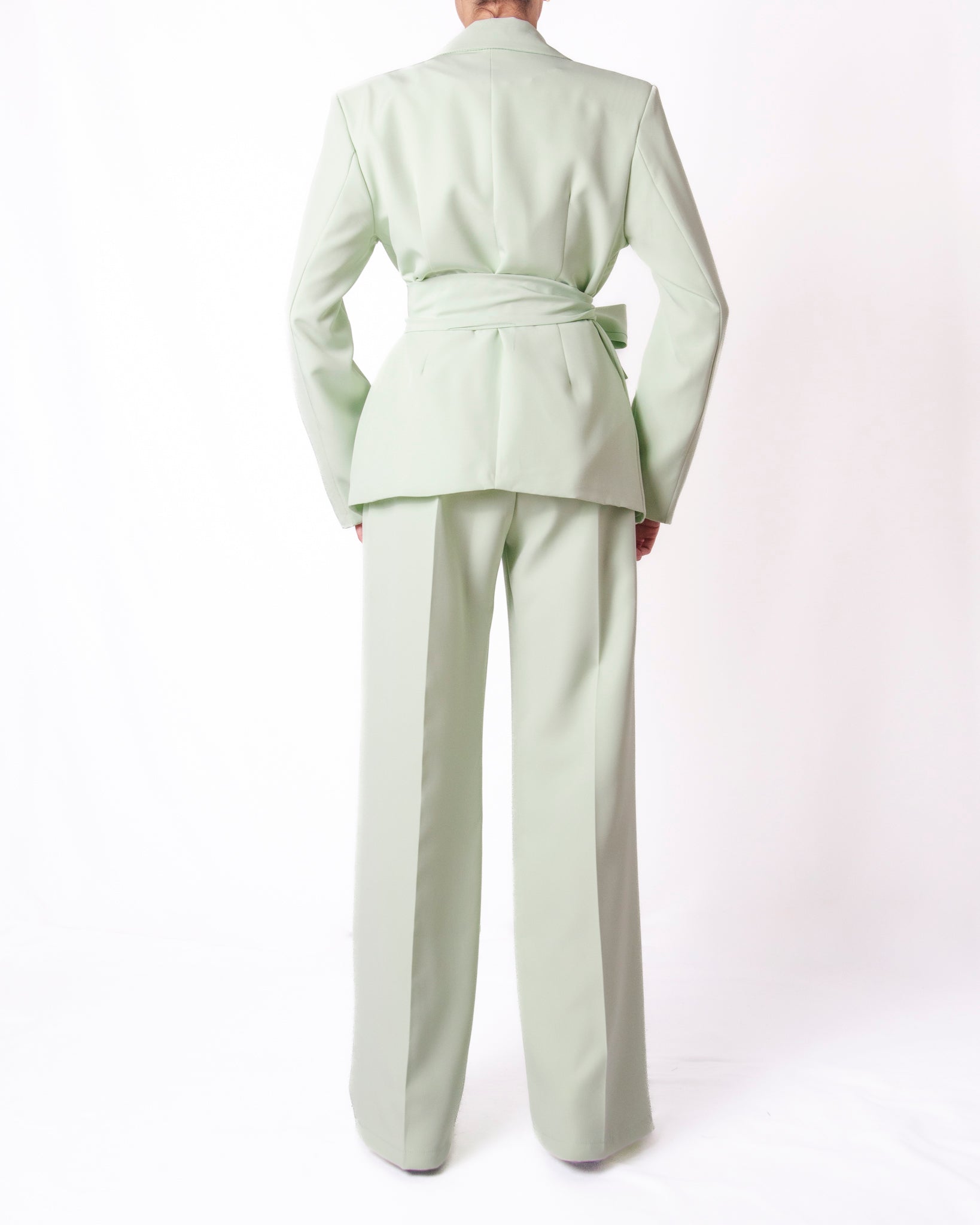 Completo blazer e pantalone wide leg con rosa applicata Donna  -  25119BO