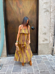 Abito Lungo Smanicato con Gonna Ampia Donna  -  19555V