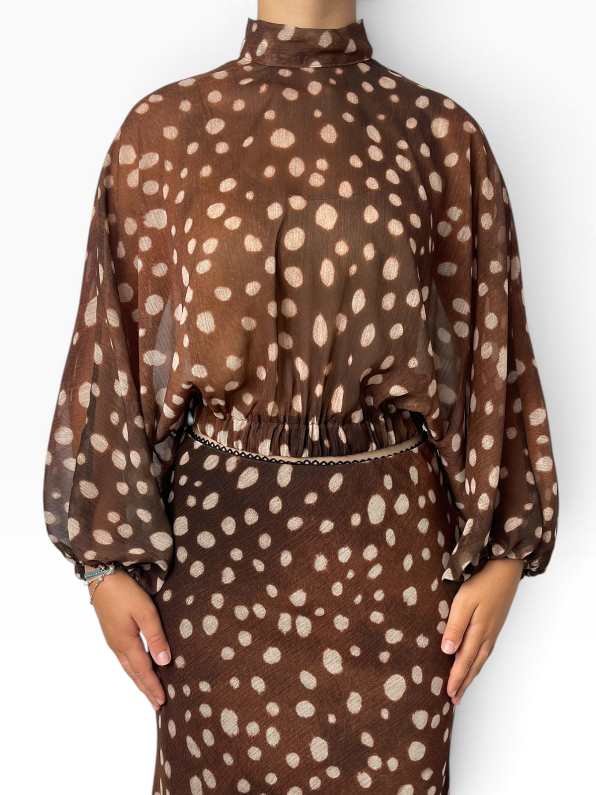 Blusa maniche ampie stampa maculata Donna  -  LD6265