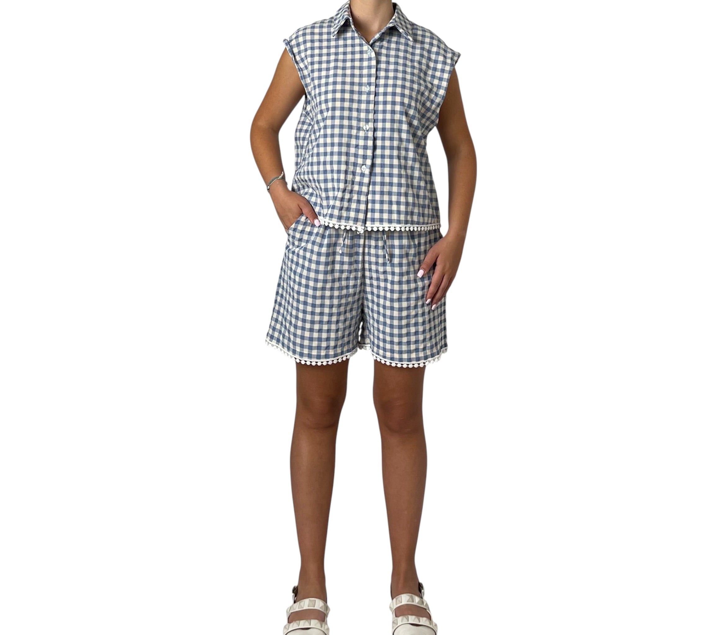 Completo Gingham con Camicia Smanicata e Short Donna  -  7201+7202KA