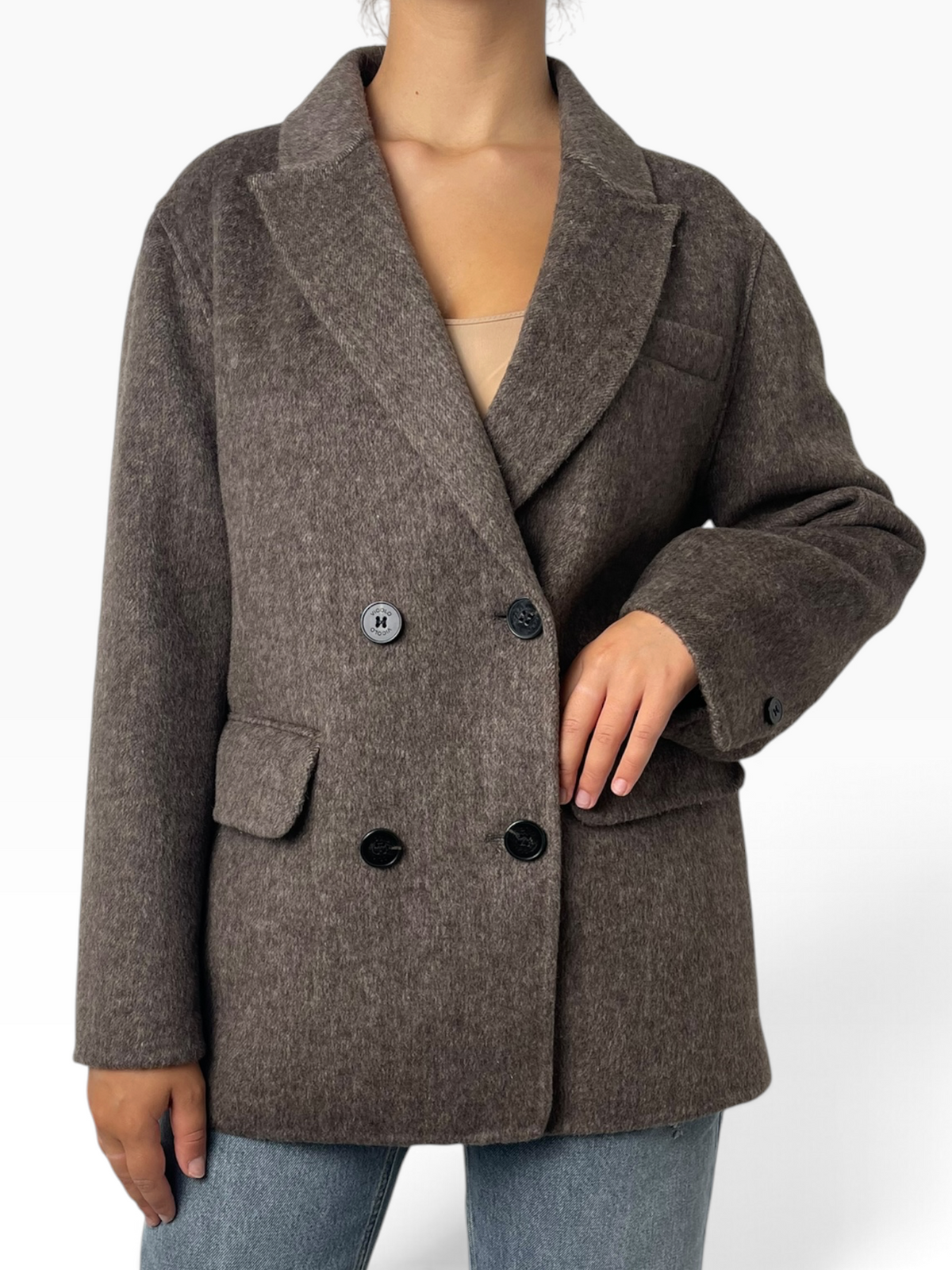 Cappotto doppiopetto in tessuto spazzolato Donna  -  TAC0083