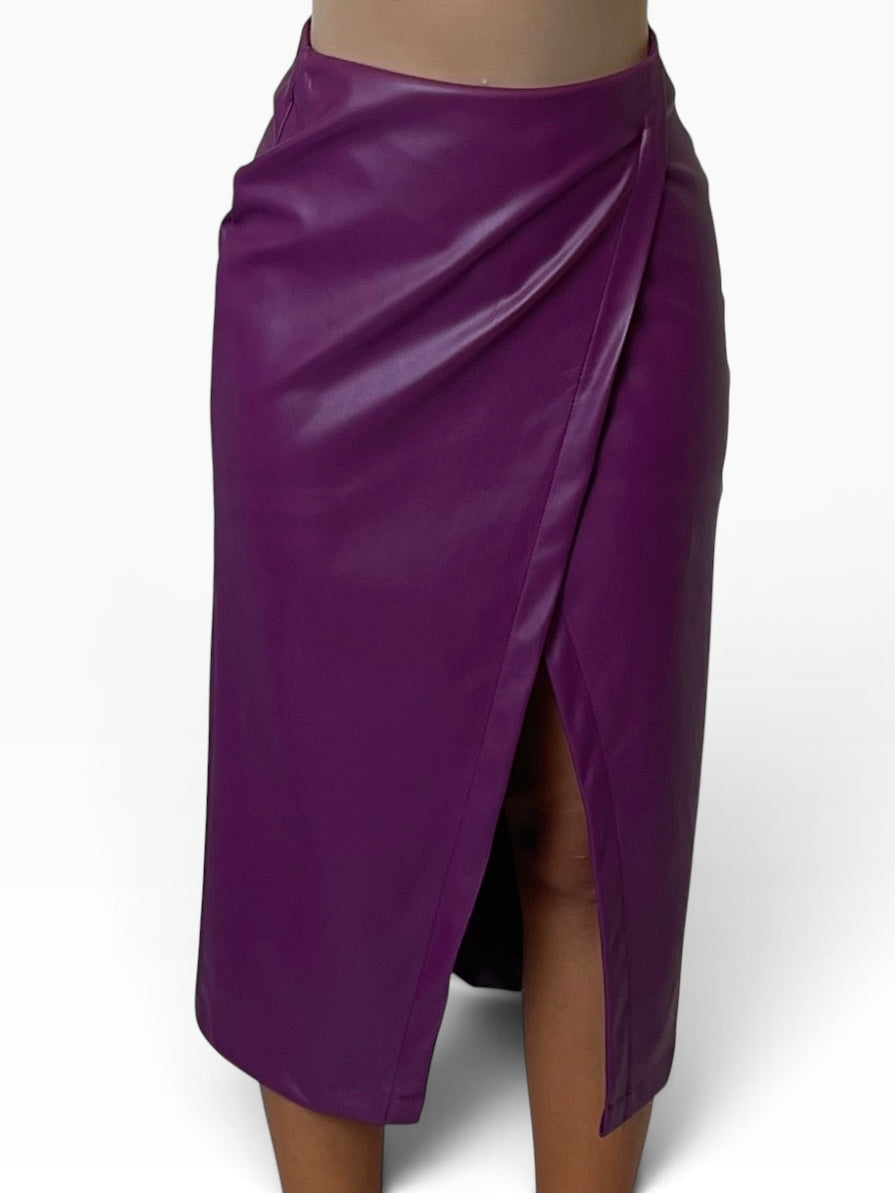 Gonna midi effetto pelle drappeggiata Donna  -  234CI