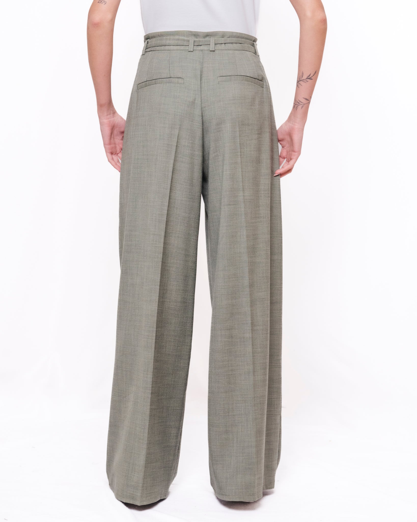 Pantaloni wide leg sartoriali a vita alta Donna  -  TAB0092