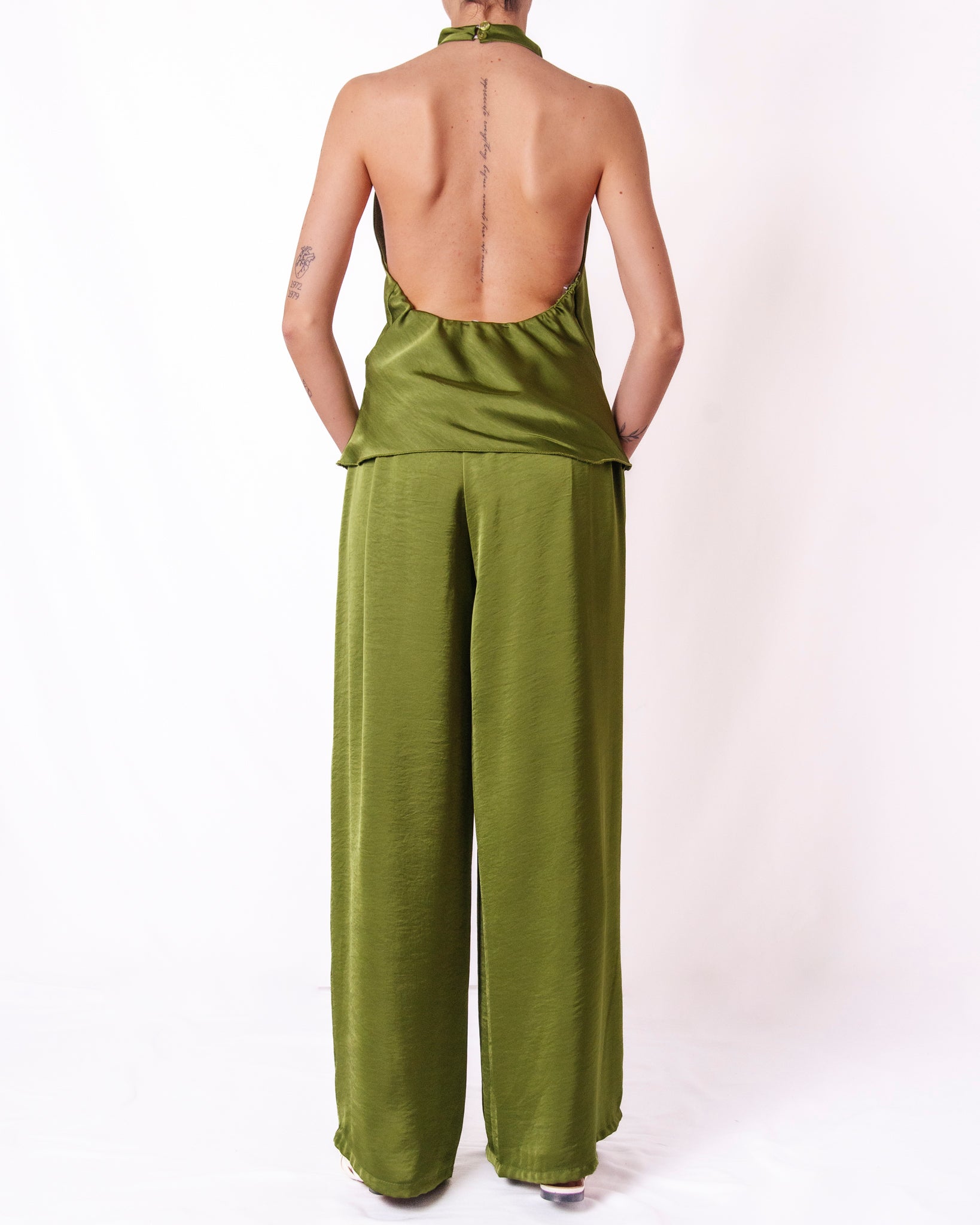 Top halter neck effetto raso drappeggiato Donna  -  13797BO
