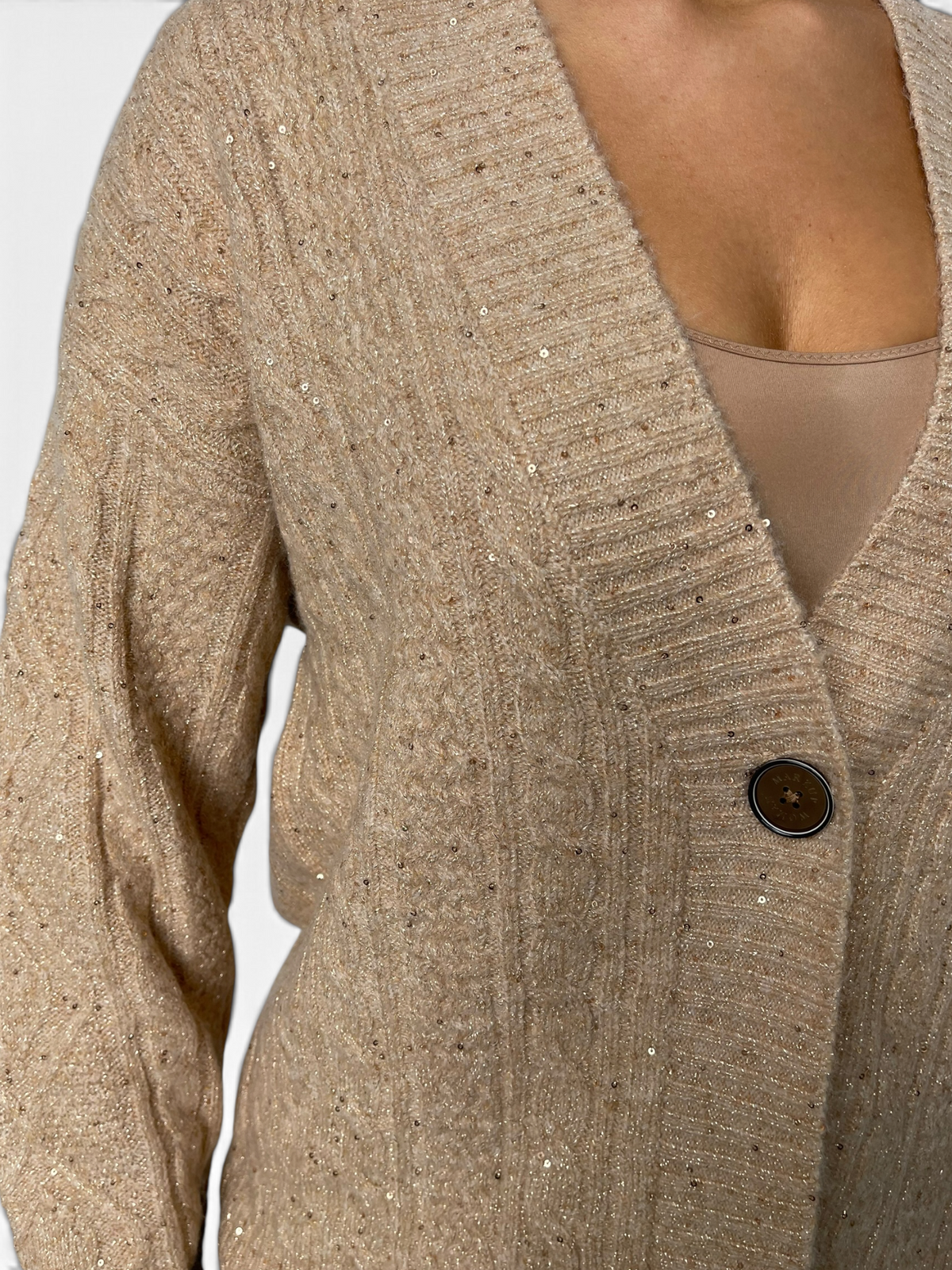 Cardigan a trecce con paillettes Donna  -  MW2600079