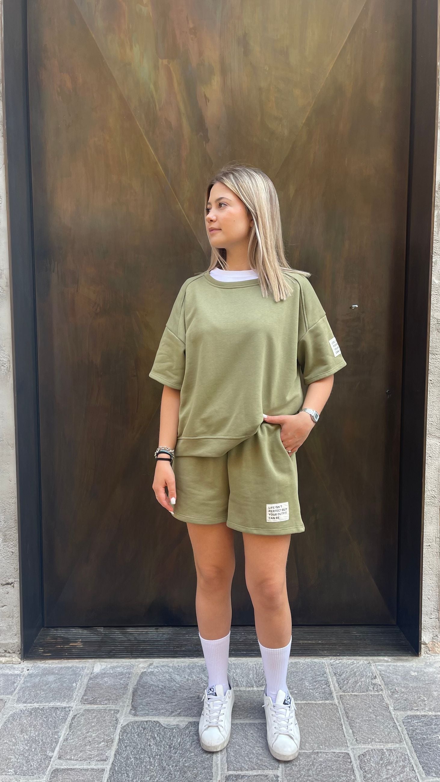 Coordinato Santorini t-shirt e shorts in felpa Donna  -  50901/50910V