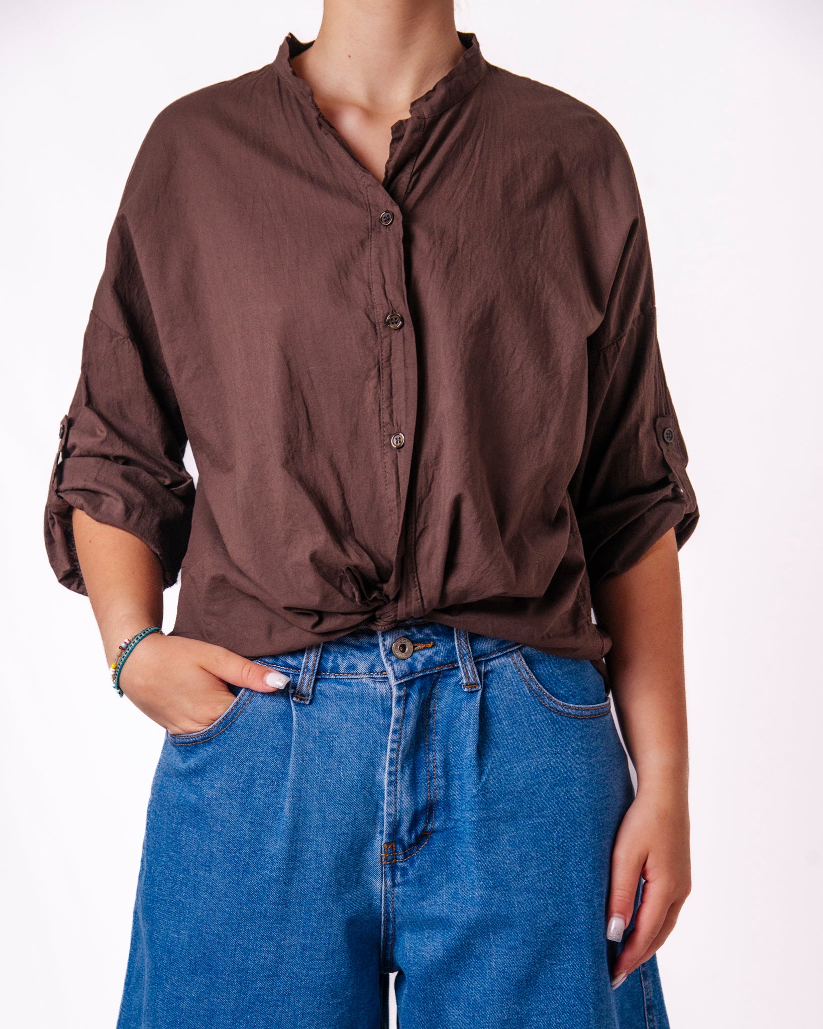 Blusa con Collo con Volant e Nodo in Vita Donna  -  1032UP