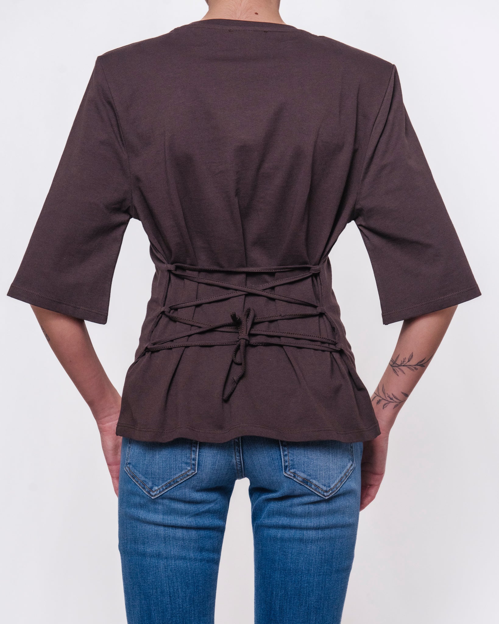 T-shirt Manica Tre Quarti con Lacci sul Retro Donna  -  VAB0192